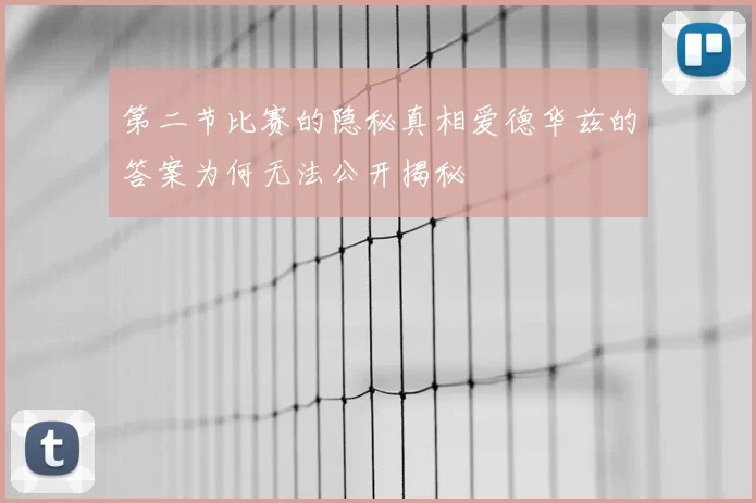第二节比赛的隐秘真相爱德华兹的答案为何无法公开揭秘